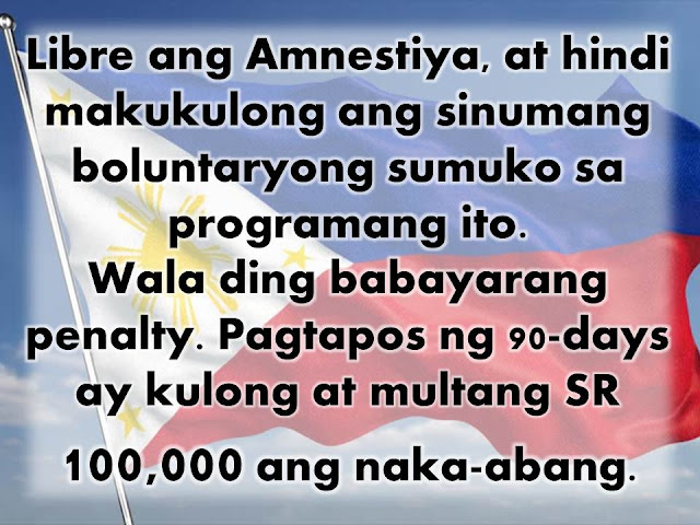 The Philippine government has pledged to repatriate some 5,000 overseas Filipino workers from Saudi Arabia. This comes days after the Saudi Government launched a new initiative to rid the country of illegal workers and residents. See 90-Day Amnesty For Illegal Workers In Saudi Arabia Starts. Read To See If You Are Qualified. In a press statement, DOLE Secretary Silvestre Bello III said: "This is our top priority. We will do our best to process their travel documents as soon as possible.”  A team of labor officials is on process to be deployed to Saudi Arabia as soon as possible. They will set-up three processing centers where OFWs can go to facilitate their repatriation while the 90-day amnesty is still in effect. These will be in Riyadh, Al Khobar and Jeddah.  The group will be headed by POEA OIC Dominador Say, who is also the DOLE Undersecretary. As for the cost of repatriation, the Saudi Government made it clear that they will not shoulder the cost this time, unlike the amnesty program that was implemented in 2016.  As such, the Duterte administration has pledged to pay for the plane tickets of OFWs who are qualified under the amnesty program. Anyone who wants to get a free ride home should register with the processing centers stated above.   Also, DOLE and OWWA, along with the Local Employment Bureau, will provide livelihood assistance for the repatriated OFWs. The 90-day amnesty, which began March 28, covers undocumented workers with no or expired  iqamas or residence permits; and those who escaped from or were abandoned by employers. Overstaying individuals of Hajj, Umrah, or those with expired visit-visa holders are also included in the amnesty.  The amnesty applications are free and there will be no jail sentences or monetary penalties to be paid. No objection certificates will also be waived and those who are approved will be given exit visas.  To avail of amnesty, holders of valid Passports and Travel Documents and know their Iqama numbers must apply for appointment online via the Ministry of Interior’s website. Those without travel documents or expired travel documents must go the the embassy first to secure a valid travel document before registering with the Ministry of Interior.  The expatriate must leave the country before the deadline. They will be exempted from the effects of the "Deportee Fingerprint System" which is a database of deported individuals. Persons listed in the database are banned from entering GCC Countries for a given amount of time. However, undocumented OFWs who have pending police cases or warrants, unpaid traffic violations, and bank obligations cannot avail of the amnesty.Those who will be caught after the 90-day amnesty will be subject to prison sentence, a fine of up to SR100,000 and deportation.