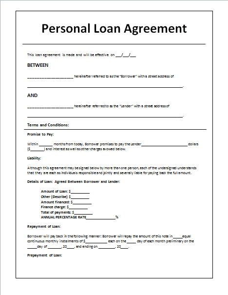 Document Templates: LOAN AGREEMENT TEMPLATE (IN WORD)