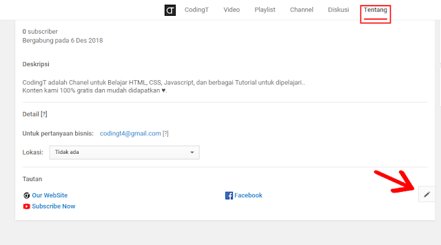 Menambahkan Social Media di Header Youtube