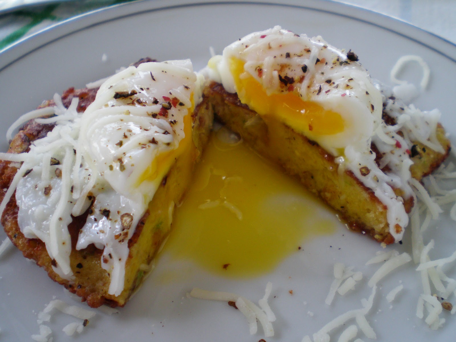 Basil and Rosemary's Kitchen Poached Egg with Cornbread Dressing