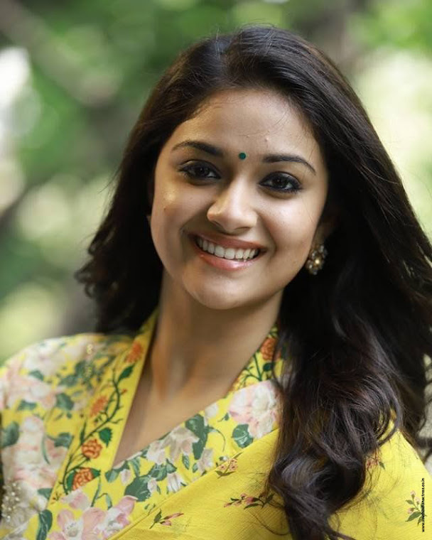Keerthy Suresh in yellow saree at Nadigaiyar Thilagam Promotions