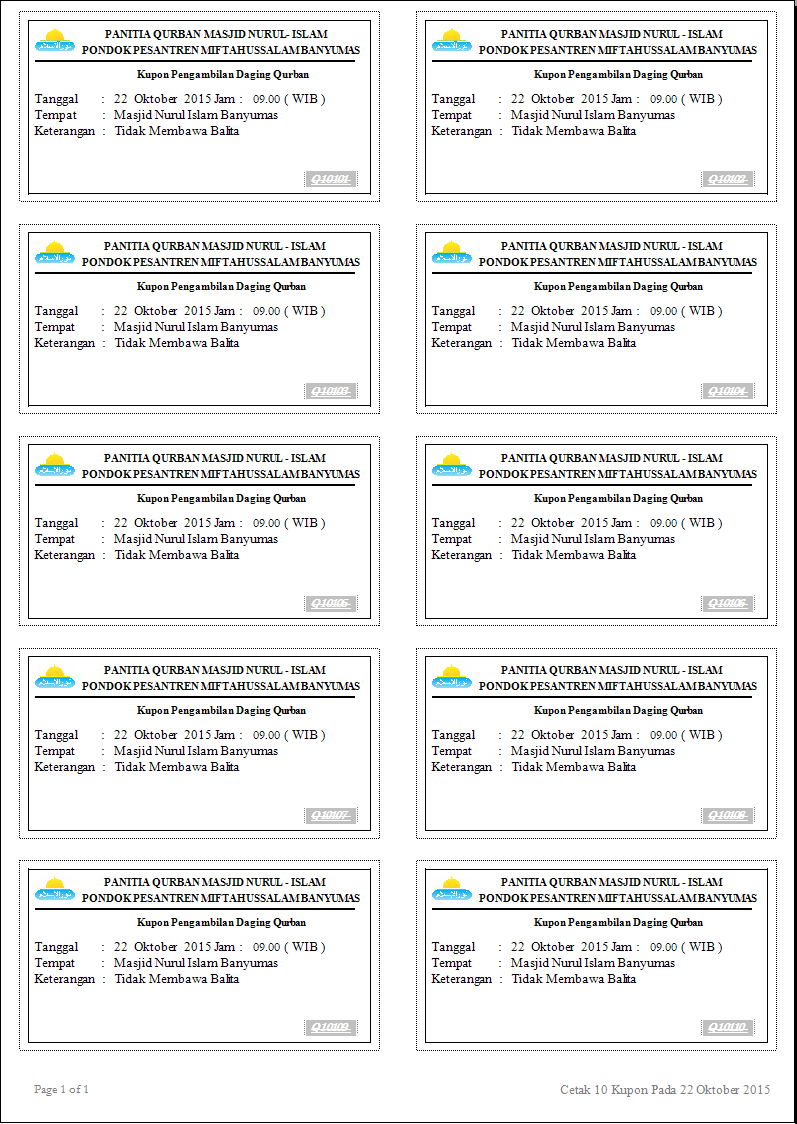 Contoh Gambar Kupon Qurban Contoh Gaul