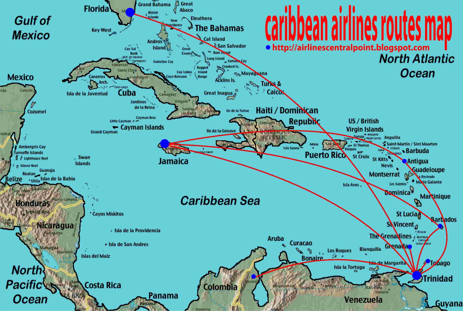 Caribbean Airlines Routes Map 