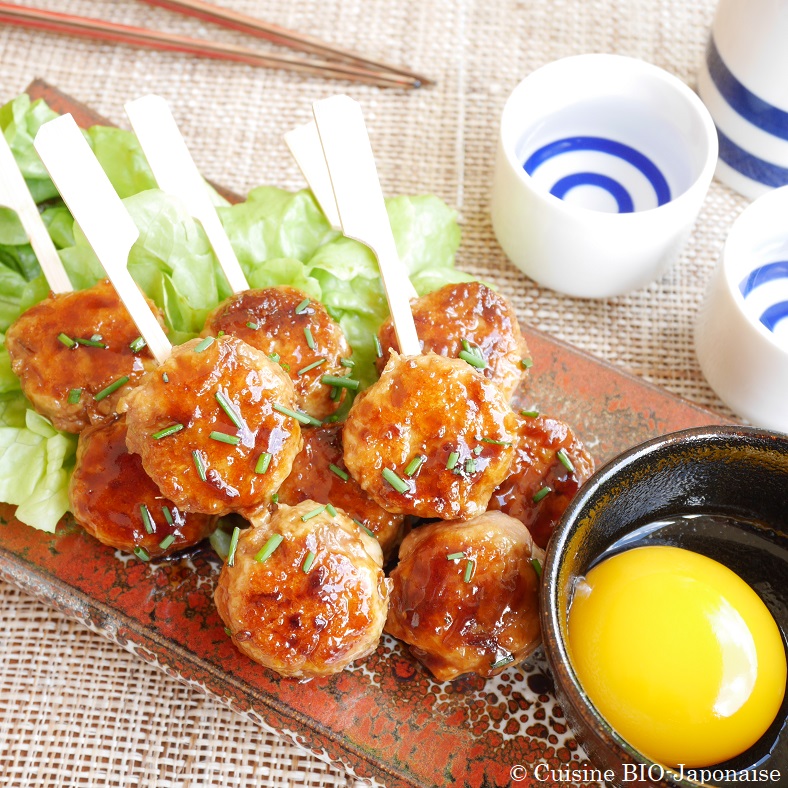 Cuisine BIOJaponaise Tsukune de poulettofu (boulettes de poulet et tofu)
