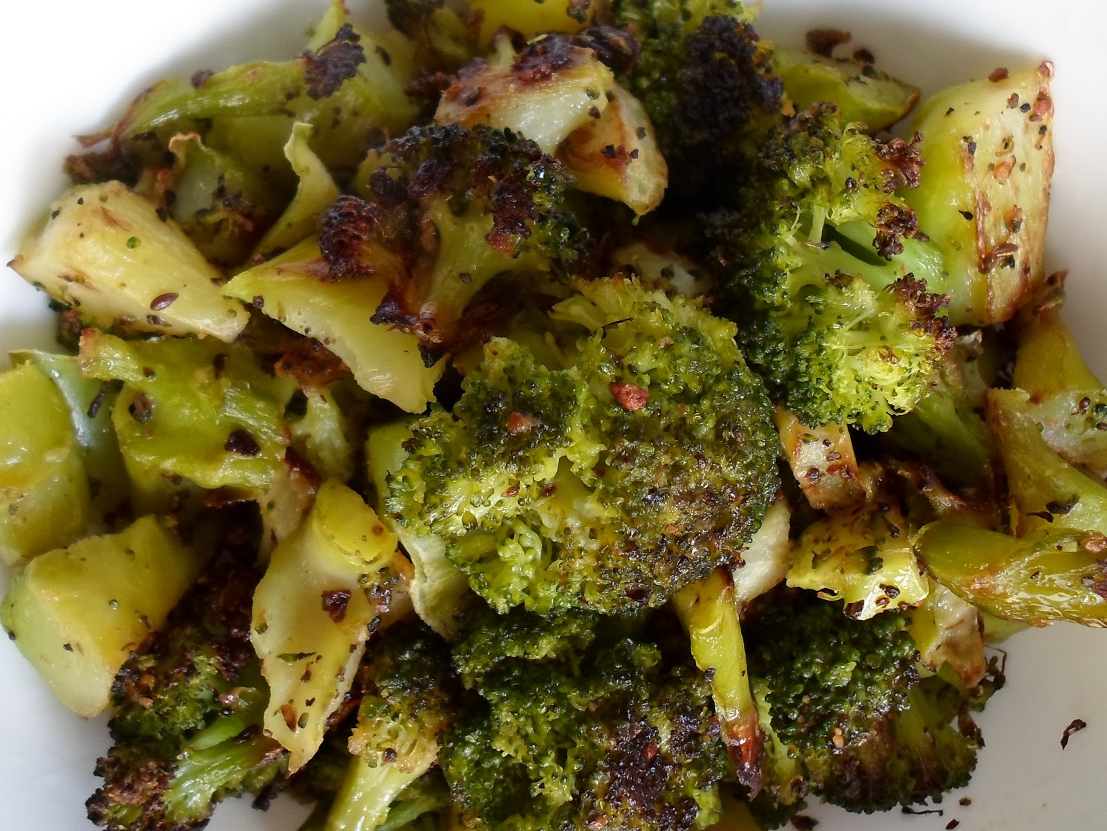 Happier Than A Pig In Mud Oven Roasted Frozen Broccoli with Coconut