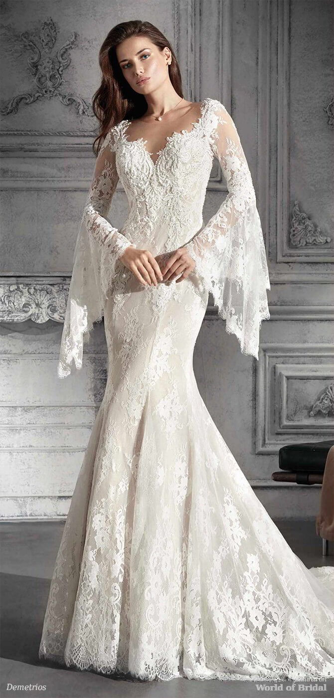 demetrios long sleeve wedding dress