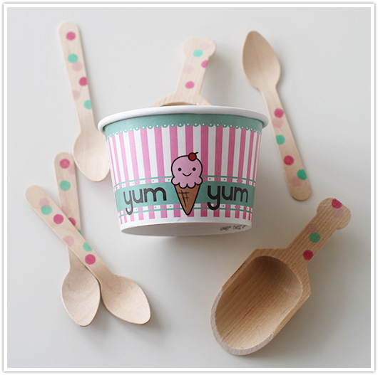 ice cream set with spoons and scoops