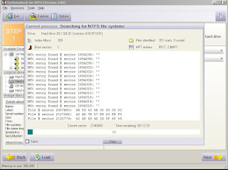 Proses scaning pencarian file oleh GetDataBack Proses scaning pencarian file oleh GetDataBack