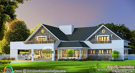 3280 sq-ft 4 bedroom sloping roof single floor