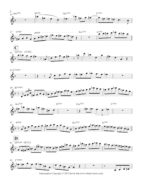 Head Trip ("Turning Point," Aaron Goldberg)  — Mark Turner Solo Transcription (Bb) by Kevin Sun, page 2