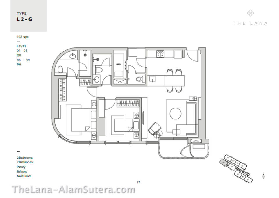 Type L2-G Apartemen The Lana Alam Sutera Type L2-G Apartemen The Lana Alam Sutera