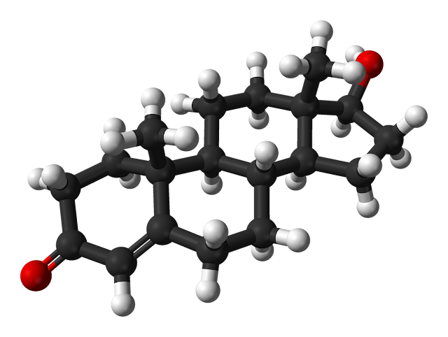 Composición química testosterona en 3D