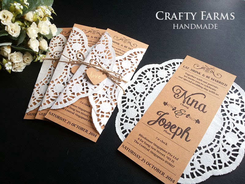paper kraft for wedding invitations brown Malaysia Farms Crafty Doily Inspired  Wedding  Handmade : Card Brown
