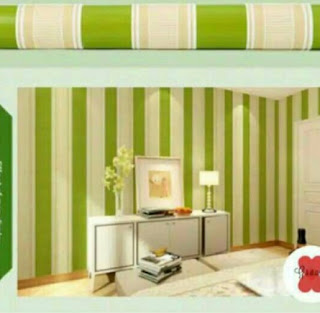 contoh wallpaper sticker motif garis hijau cantik harga murah online