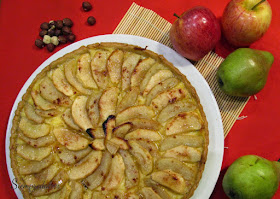 Tarta de pera y manzana con avellanas y chocolate (Siempredulces)