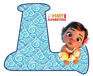 Alfabeto de Moana Bebé sobre el Agua. Moana Baby Alphabet.