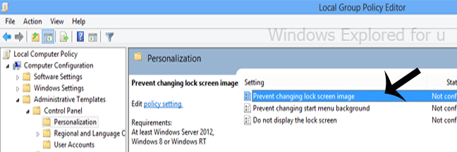 Prevent changing lock screen image in Windows 8,8.1,10