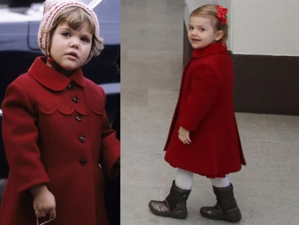 The dress worn by Princess Estelle is an old dress of her mother Crown Princess Victoria.