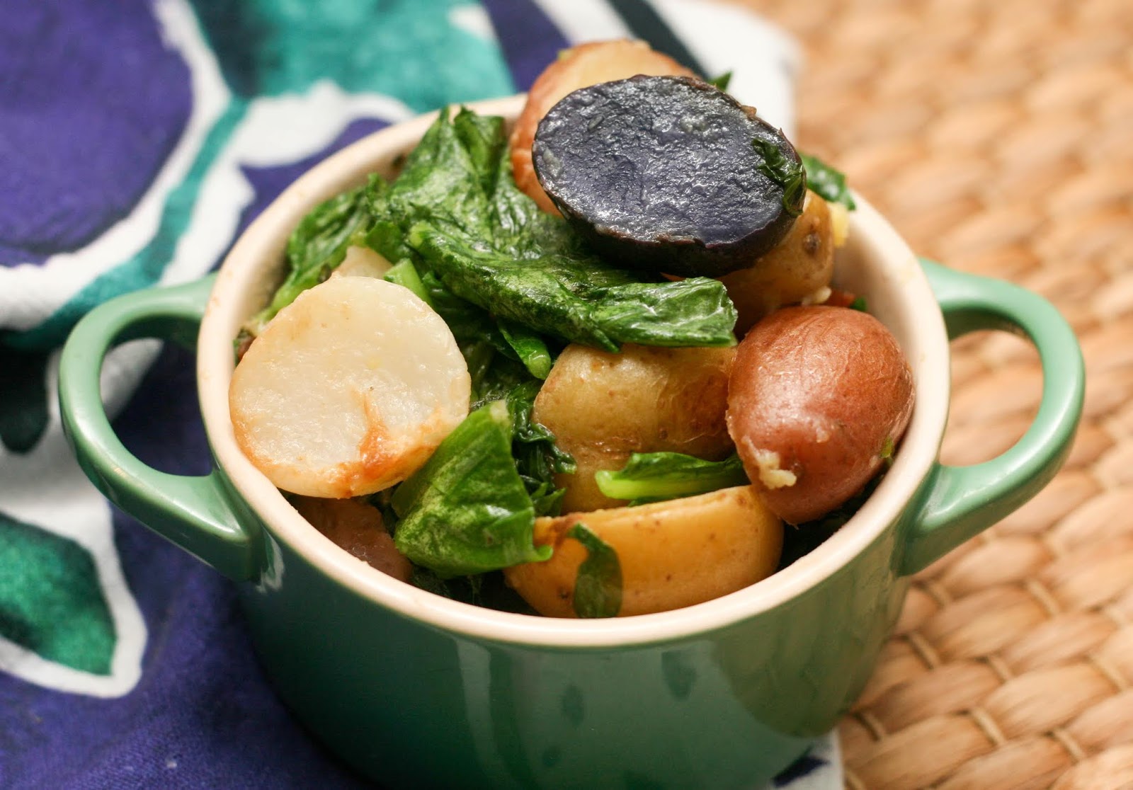 Sautéed Hakurei Turnips with their Greens and Potatoes Coconut & Lime