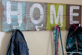 Home sign and coat hook http://bec4-beyondthepicketfence.blogspot.com/2014/02/home-hooks-and-my-thoughts-on-color.html