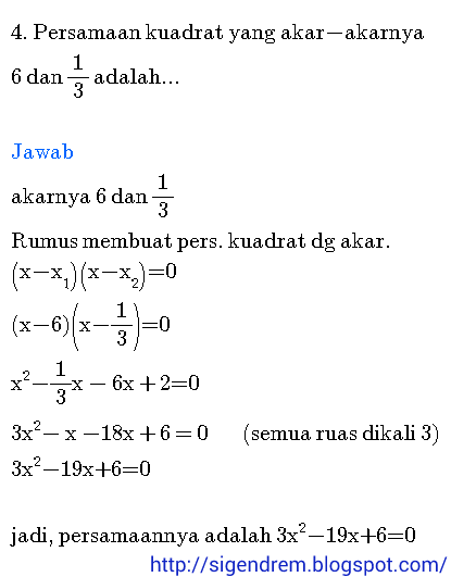 contoh soal persamaan kuadrat