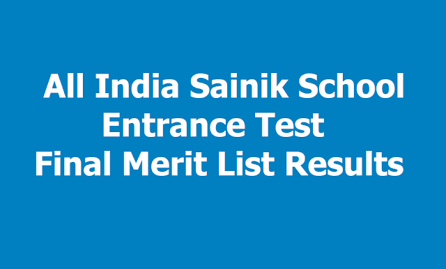 All India Sainik School Entrance Test Final Merit List Results 2020 (AISSEE Region wise Final Results) All India Sainik School Entrance Test Final Merit List Results