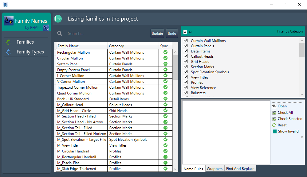 Revit AddOns Family Names Enforce Naming Standards with a Single Click