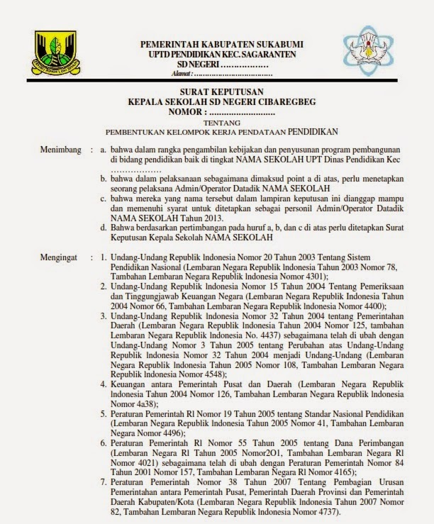 Contoh Sk Surat Tugas Operator Dapodik Terbaru