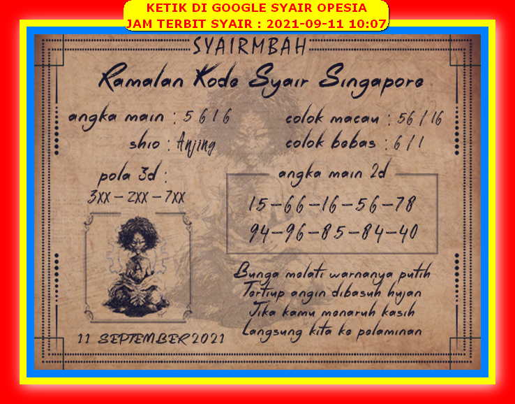 Syair Sgp Hari Ini Sabtu 11 September 2021 Opesia Official
