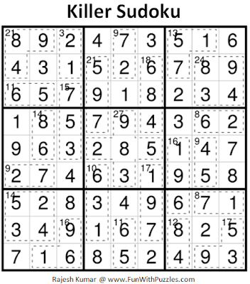 Killer Sudoku  (Fun With Sudoku #233) Puzzle Answer