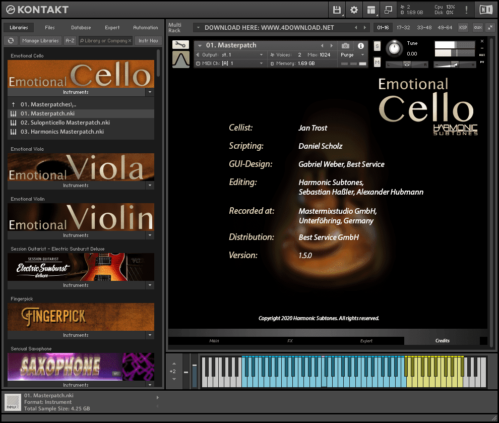 Download Best Service Emotional Cello v1.5 KONTAKT latest version