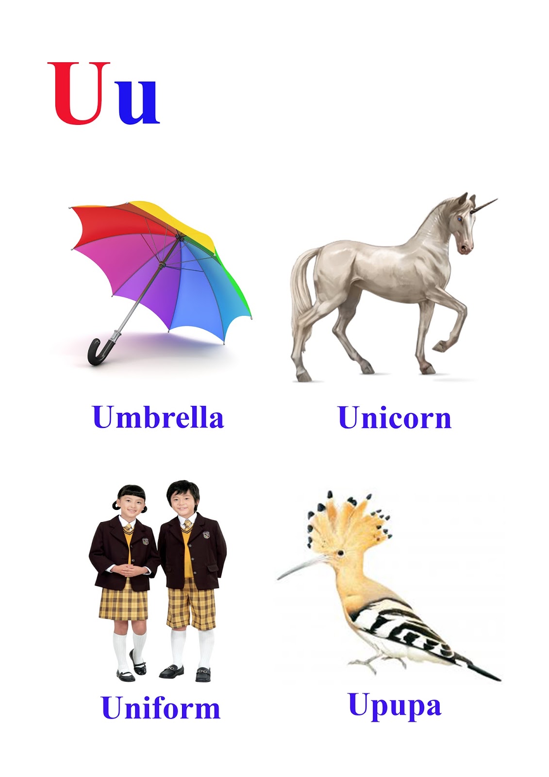 U letter words - Kidseasylearn