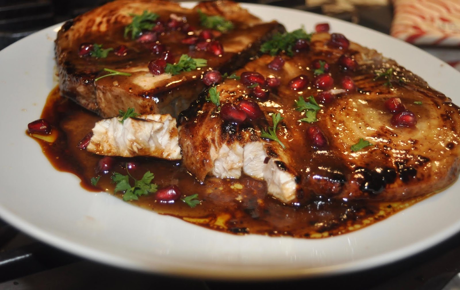 Pomegranate Molasses Mustard Glazed Swordfish