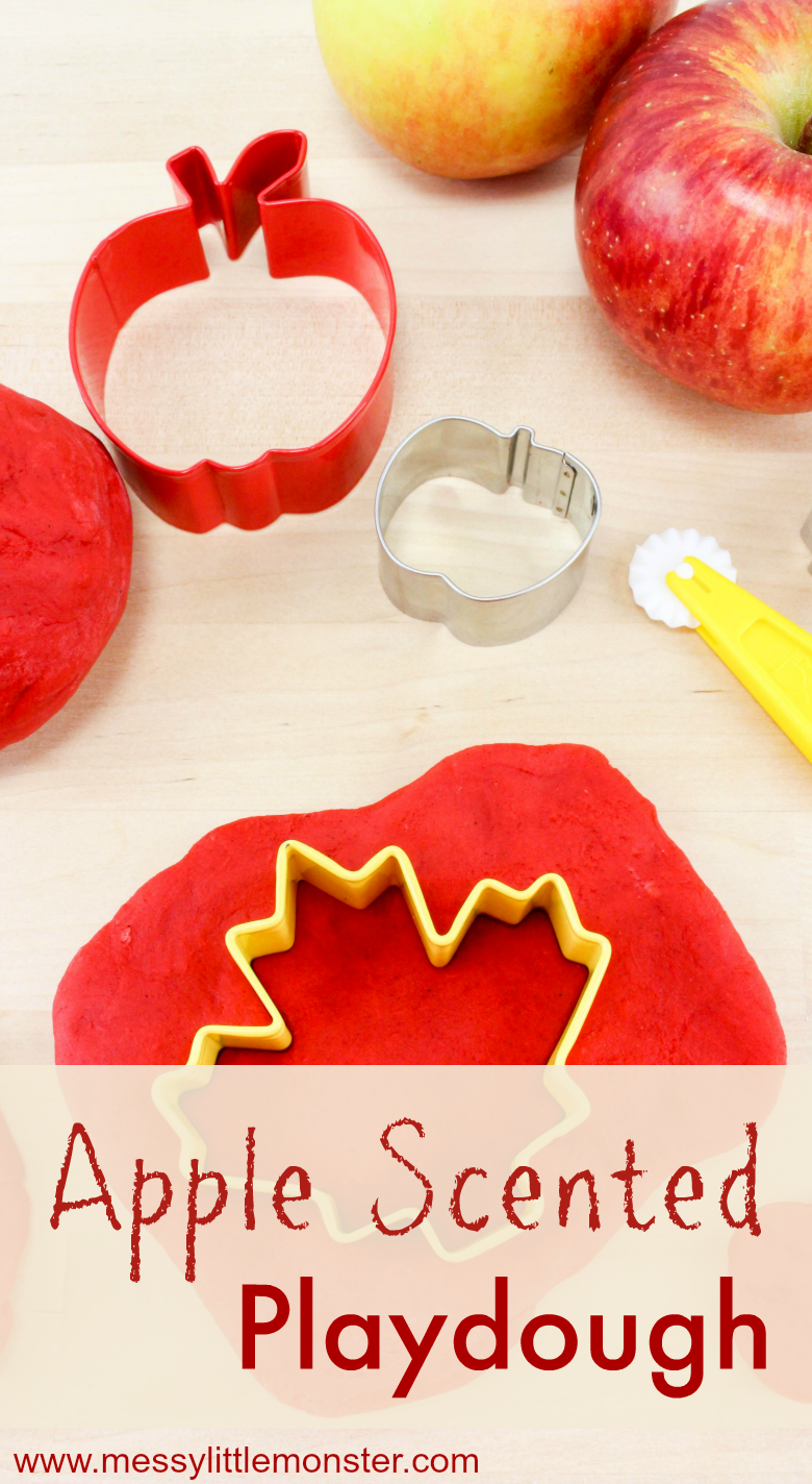 A homemade apple scented playdough recipe - Perfect for Autumn or an apple themed project! If you are looking for Autumn activities for toddlers and preschoolers this homemade playdough will definitely go down well!