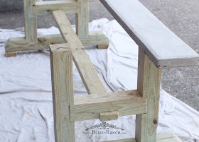 Cement Plant Topped Farmhouse Patio Table, Bliss-Ranch.com