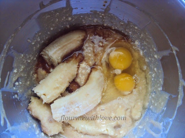 Scratch ingredients turned into a delicious moist Banana Toffee Poke Cake with Browned Butter Frosting