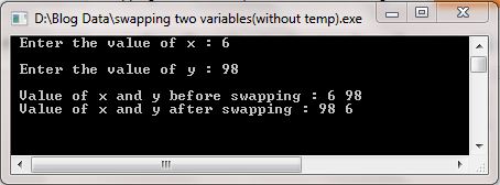 Swapping two variables(with and without using a third variable ...