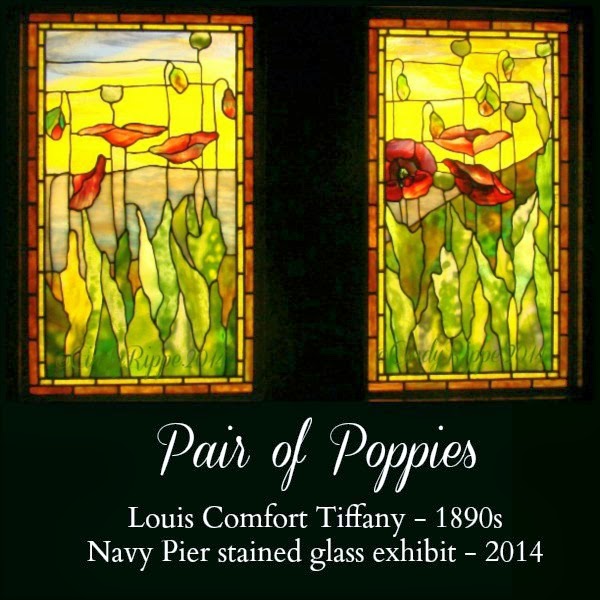  Pair of Poppies by Louis Comfort Tiffany on display at Navy Pier Chicago - Photo ©CindyRippe2014