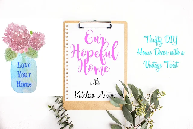 Our Hopeful Home blog with clipboard and mason jar with hydrangeas.