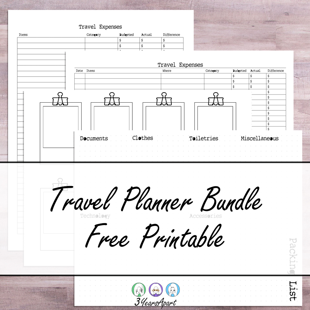 Travel Planner Bundle Free Bullet Journal and Planner Printable 3