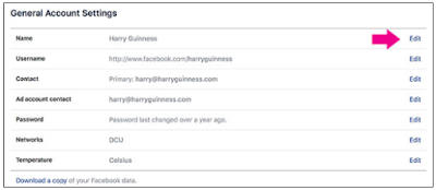 Can I Change My Profile Name On Facebook?