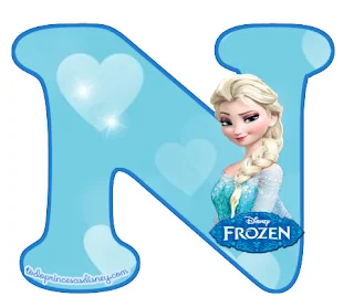 Frozen Elsa Alphabet with Hearts. Abecedario de Elsa de Frozen con Corazones Celestes. 