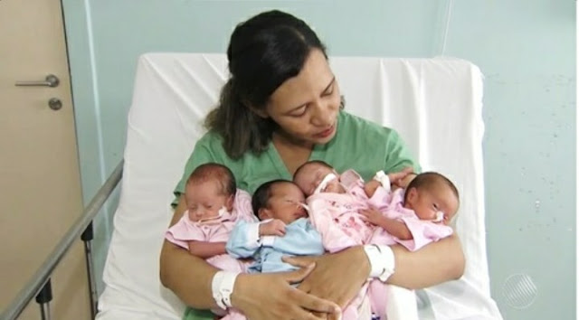 Quadrigêmeos de Riachão do Jacuípe têm alta em Salvador; pais gastam até 960 fraldas por mês