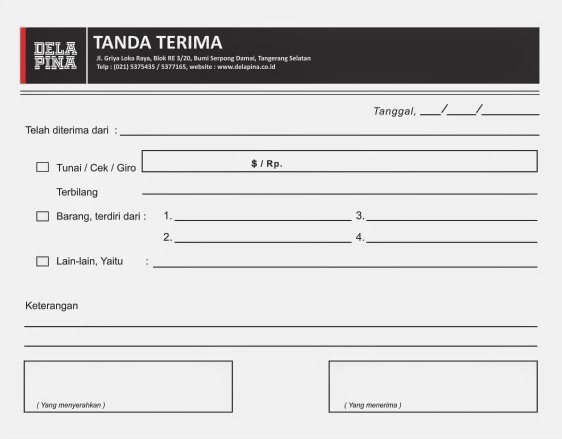 6 Contoh Tanda Terima - Kumpulan