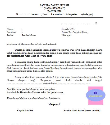 Contoh Surat Edaran Zakat Fitrah Di Sekolah