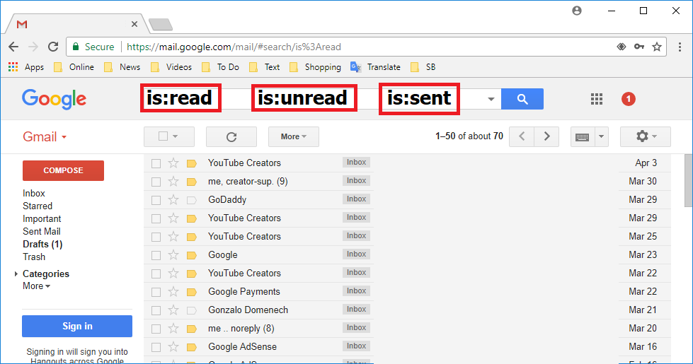 Learn New Things How To Delete All Read Unread Sent Emails In Gmail At