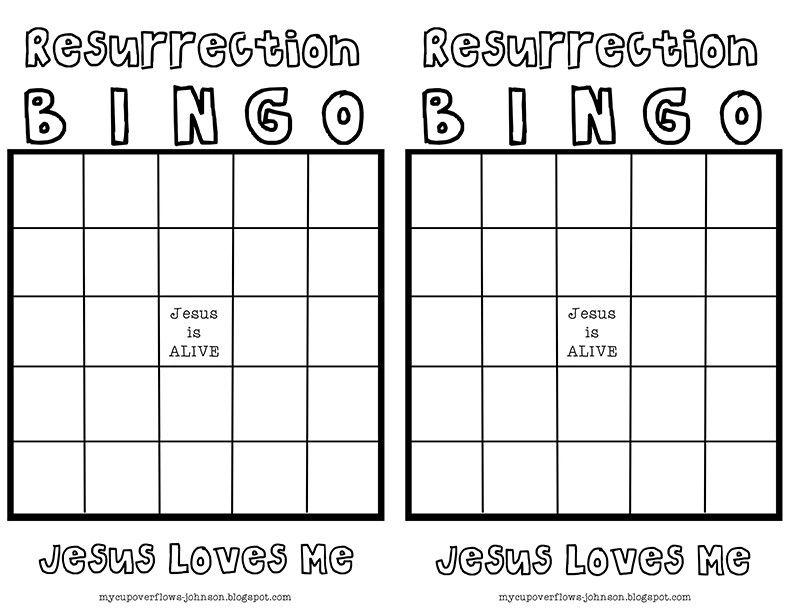 my cup overflows resurrection bingo plain bingo card