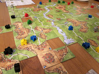 Carcassonne - A close up of the board near the end of the game