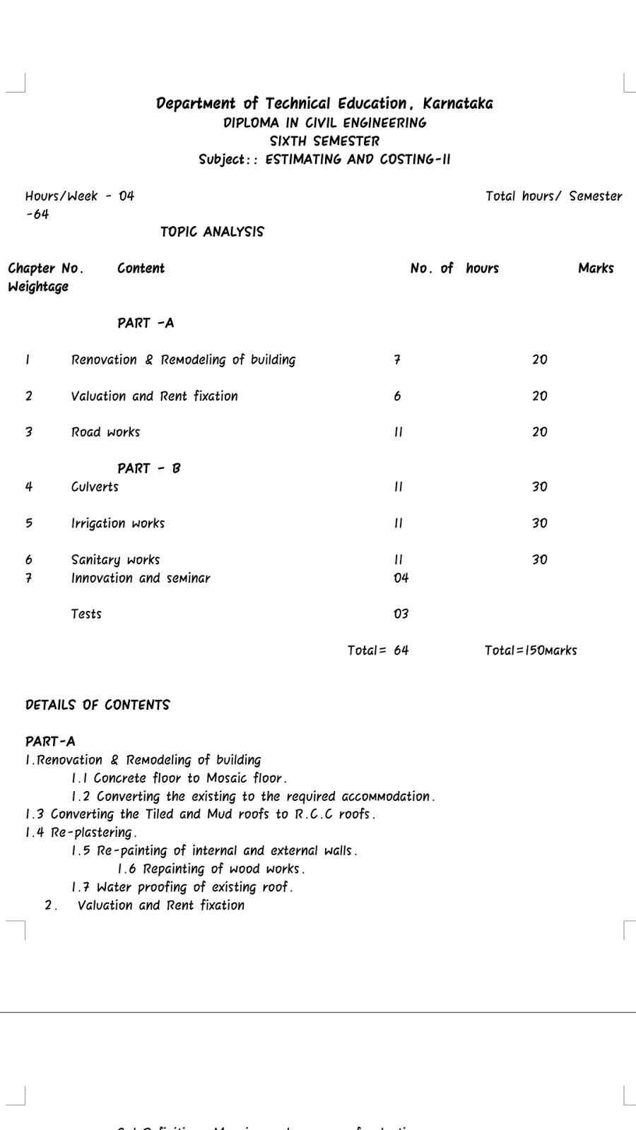 POLYTECHNIC CIVIL ENGINEERING SYLLABUS 6TH SEMESTER visual data 5