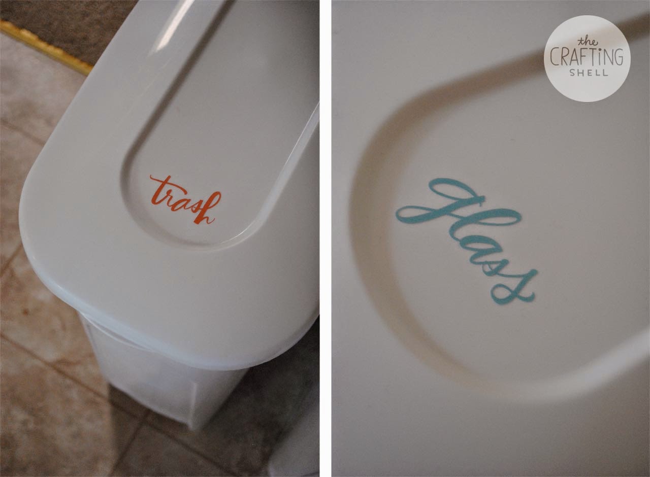 The crafting shell trash can labels 